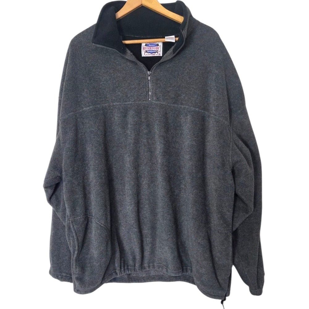 Vintage Unbiased Reservoir Sportswear Black Gray Fleece Pullover 1/4 Zip Mens 3X